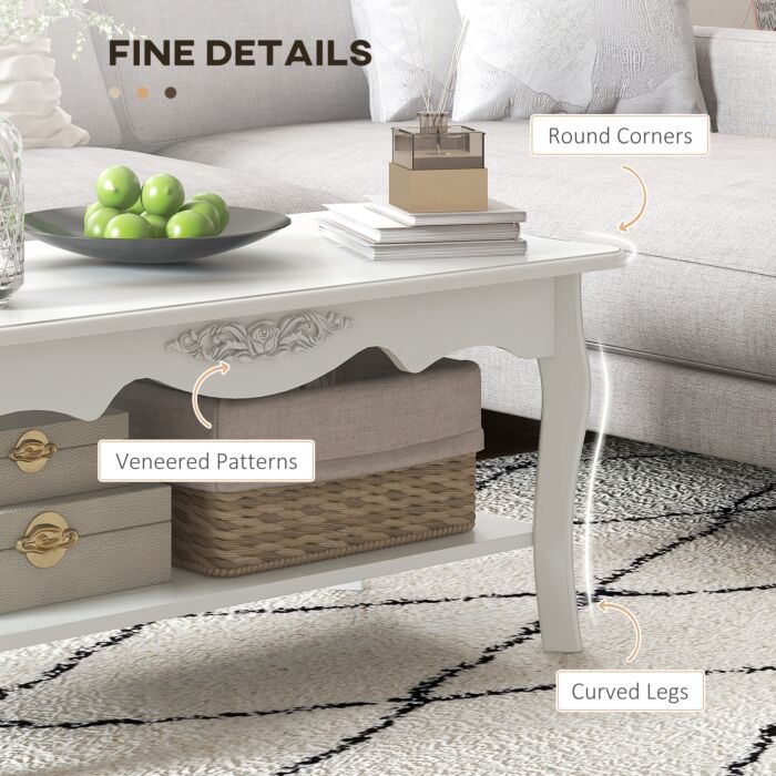 Homcom Coffee Tea Table End Table Wooden Furniture 2 Layer Design W/storage Shelf 94l X 44w X 42h (cm)
