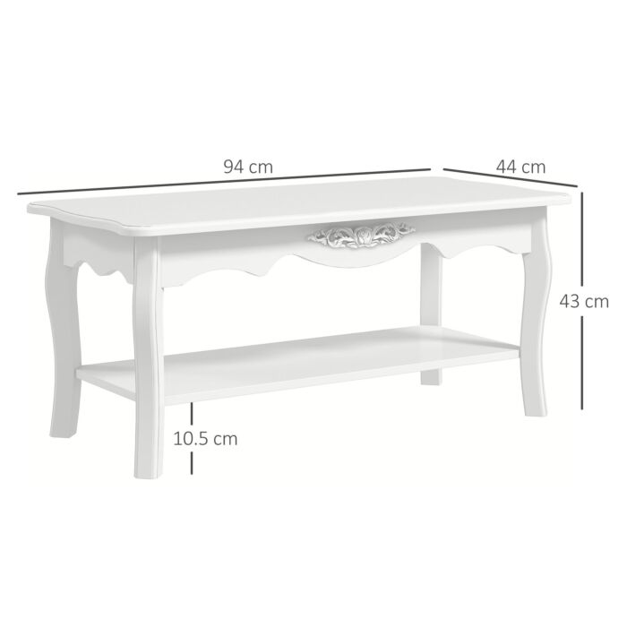 Homcom Coffee Tea Table End Table Wooden Furniture 2 Layer Design W/storage Shelf 94l X 44w X 42h (cm)