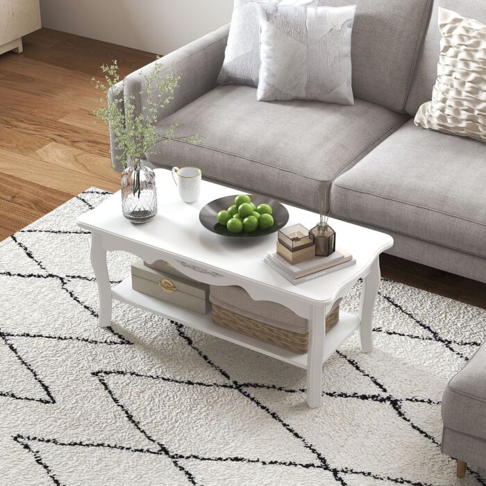 Homcom Coffee Tea Table End Table Wooden Furniture 2 Layer Design W/storage Shelf 94l X 44w X 42h (cm)