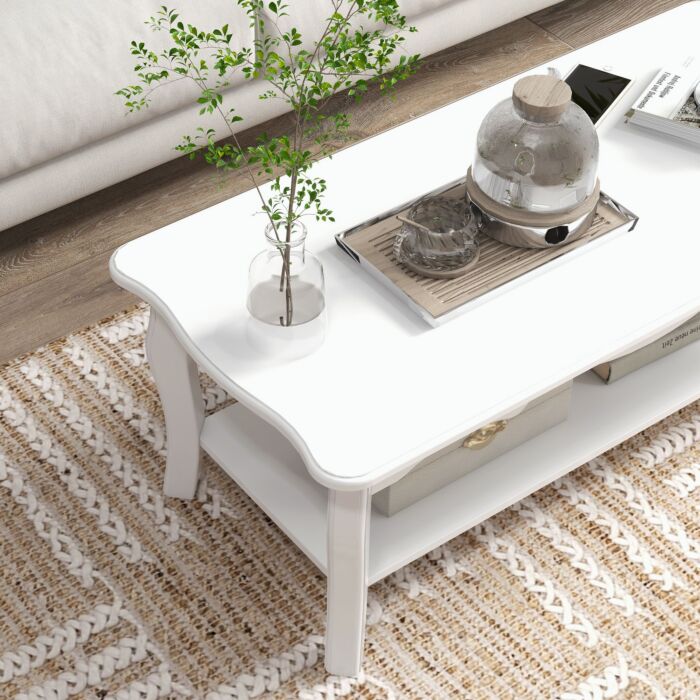 Homcom Coffee Tea Table End Table Wooden Furniture 2 Layer Design W/storage Shelf 94l X 44w X 42h (cm)