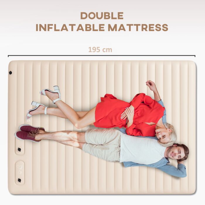 Outsunny Double Size Air Bed, With Built-in Foot Pump And Carry Bag, White