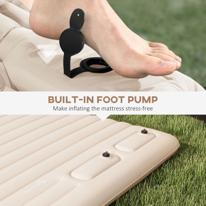 Outsunny Double Size Air Bed, With Built-in Foot Pump And Carry Bag, White