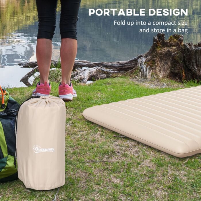 Outsunny Double Size Air Bed, With Built-in Foot Pump And Carry Bag, White