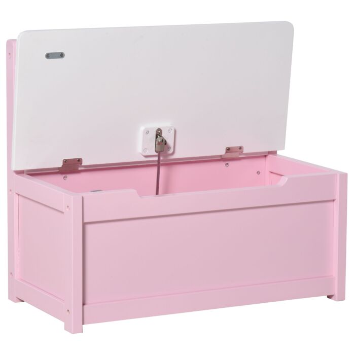 Homcom 2-in-1 Wooden Toy Box Kids Seat Bench Storage Chest Cabinet Organizer With Safety Pneumatic Rod 60 X 30 X 50cm Pink