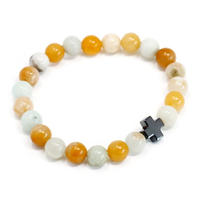 Set Of 2 Gemstones Friendship Bracelets - Loyalty - Amazonite & Yellow Jasper