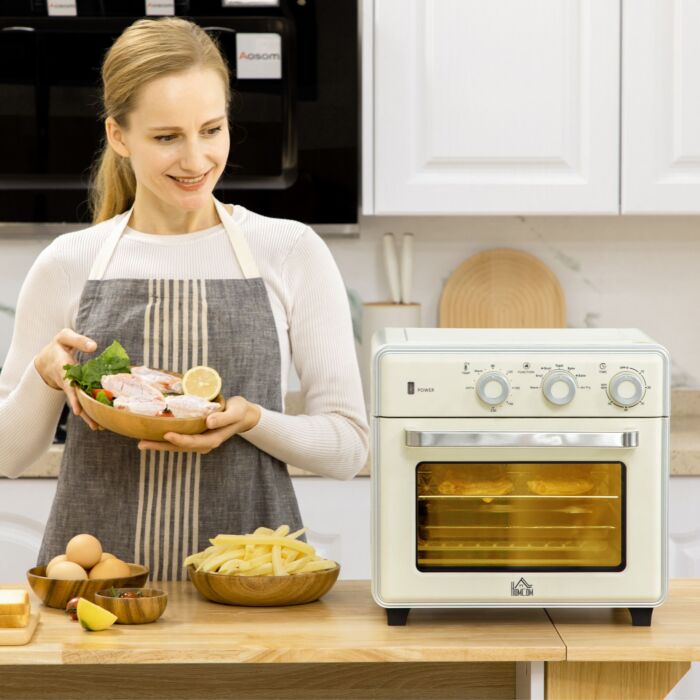 Homcom 7-in-1 Toaster Oven, 20l 4-slice Convection Oven With Warm, Broil, Toast, Bake, Air Fryer, 60min Timer And Adjustable Thermostat
