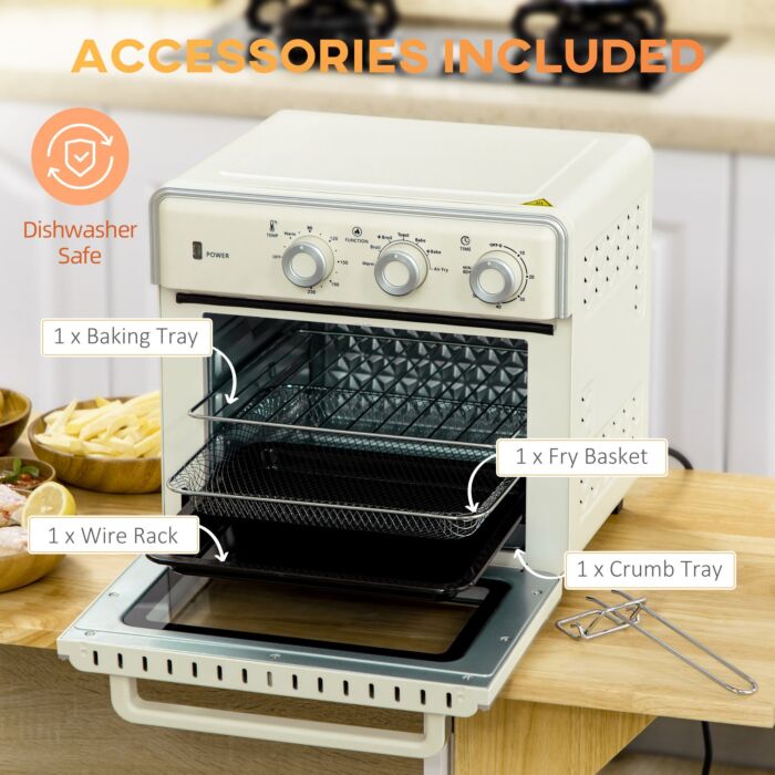 Homcom 7-in-1 Toaster Oven, 20l 4-slice Convection Oven With Warm, Broil, Toast, Bake, Air Fryer, 60min Timer And Adjustable Thermostat
