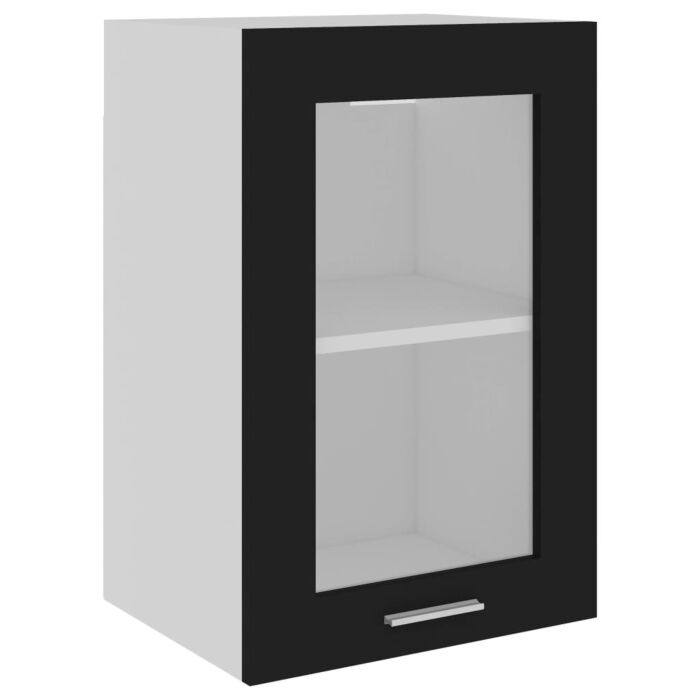 Vidaxl Hanging Glass Cabinet Black 40x31x60 Cm Engineered Wood