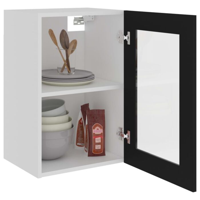 Vidaxl Hanging Glass Cabinet Black 40x31x60 Cm Engineered Wood