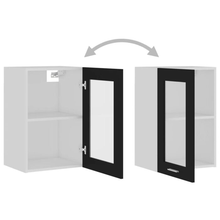Vidaxl Hanging Glass Cabinet Black 40x31x60 Cm Engineered Wood
