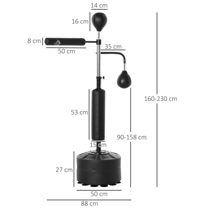 Homcom 3-in-1 Boxing Punching Bag Stand With 2 Speedballs, 360° Relax Bar, & Pu-wrapped Bag & Adjustable Height