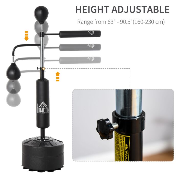 Homcom 3-in-1 Boxing Punching Bag Stand With 2 Speedballs, 360° Relax Bar, & Pu-wrapped Bag & Adjustable Height