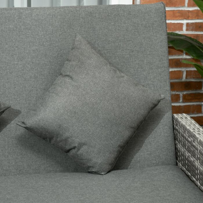 Outsunny 2 Seater Assembled Garden Patio Outdoor Rattan Furniture Sofa Sun Lounger Daybed With Fire Retardant Sponge - Grey