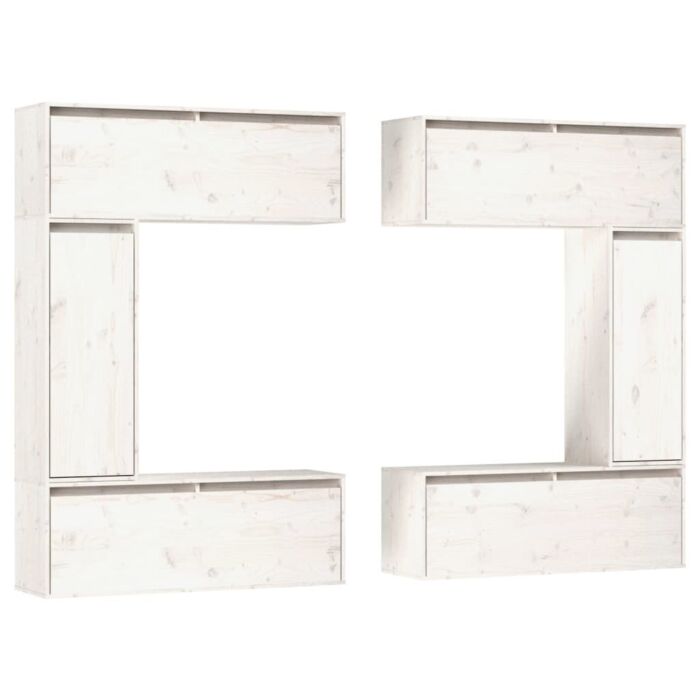 Vidaxl Tv Cabinets 6 Pcs White Solid Wood Pine