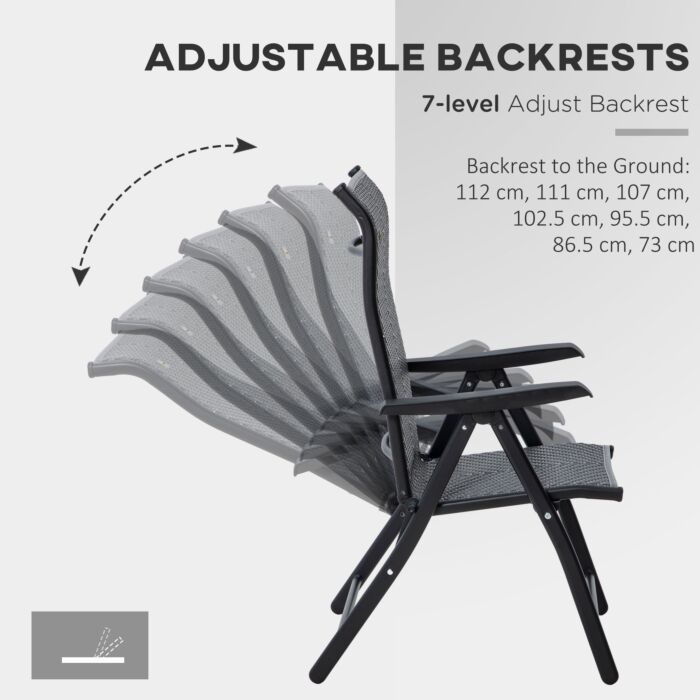 Outsunny 4 Pcs Outdoor Rattan Folding Chair Set With 7 Levels Adjustable Backrest, Lawn