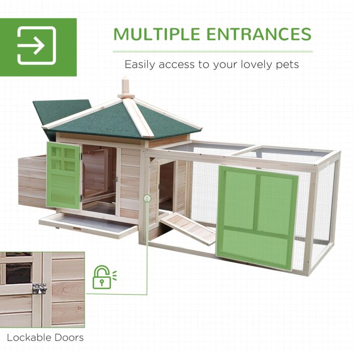Pawhut Chicken Coop Hen House Rabbit Hutch Poultry Cage Pen Outdoor Backyard With Nesting Box Run 196 X 76 X 97cm Natural
