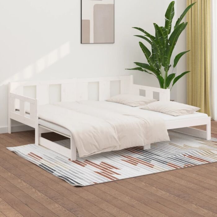 Vidaxl Pull-out Day Bed White Solid Wood Pine 2x(90x200) Cm