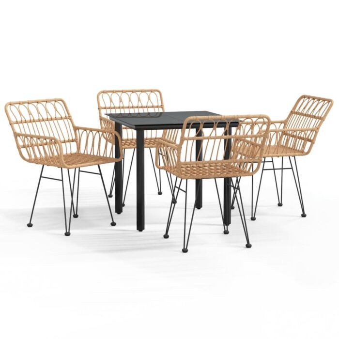 Vidaxl 5 Piece Garden Dining Set Poly Rattan