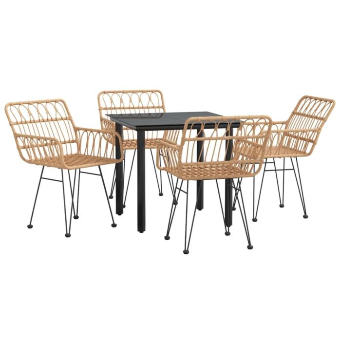 Vidaxl 5 Piece Garden Dining Set Poly Rattan