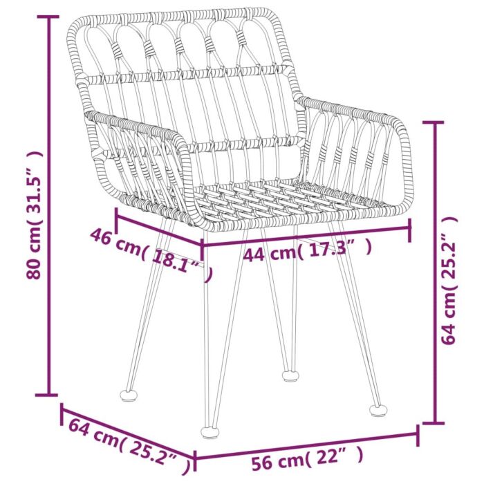 Vidaxl 5 Piece Garden Dining Set Poly Rattan