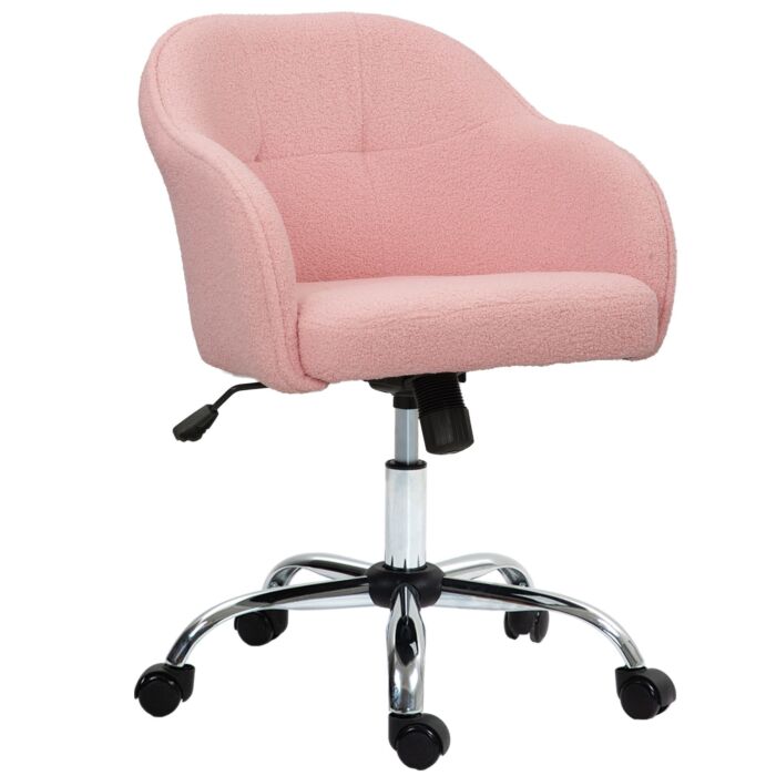Homcom Teddy Fleece Swivel Office Chair - Pink