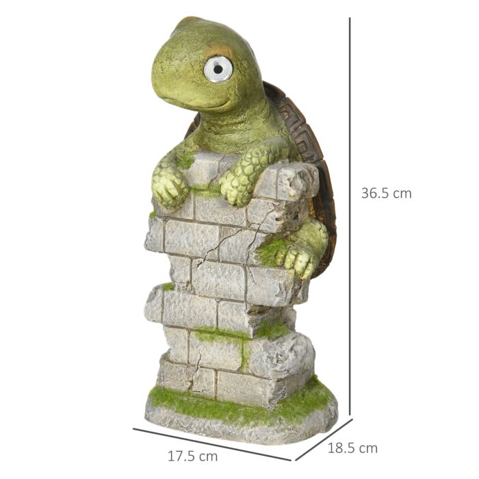 Outsunny Vivid Tortoise Art Sculpture With Solar Led Light, Colourful Garden Statue, Outdoor Ornament Home Decoration For Porch, Grass