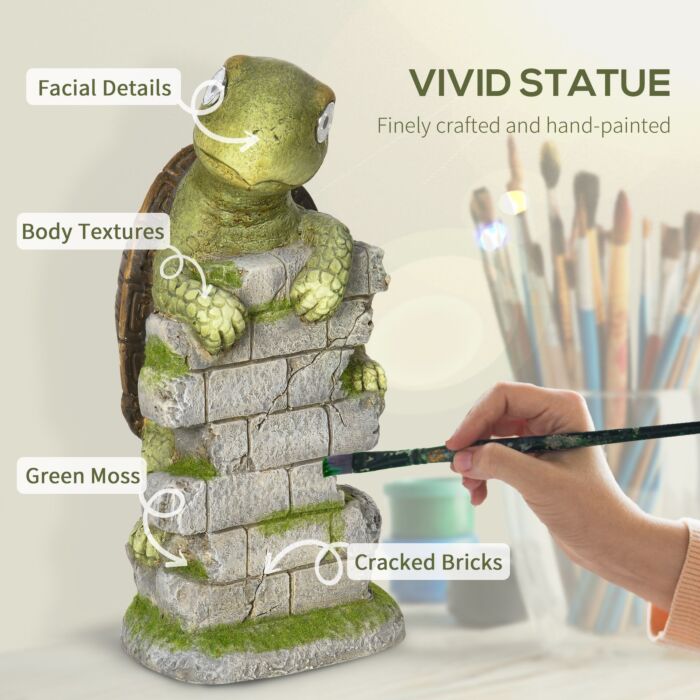 Outsunny Vivid Tortoise Art Sculpture With Solar Led Light, Colourful Garden Statue, Outdoor Ornament Home Decoration For Porch, Grass