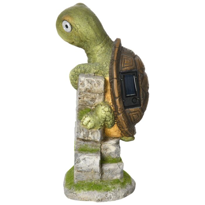 Outsunny Vivid Tortoise Art Sculpture With Solar Led Light, Colourful Garden Statue, Outdoor Ornament Home Decoration For Porch, Grass