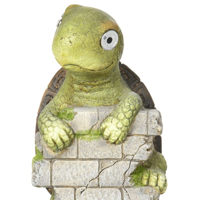 Outsunny Vivid Tortoise Art Sculpture With Solar Led Light, Colourful Garden Statue, Outdoor Ornament Home Decoration For Porch, Grass