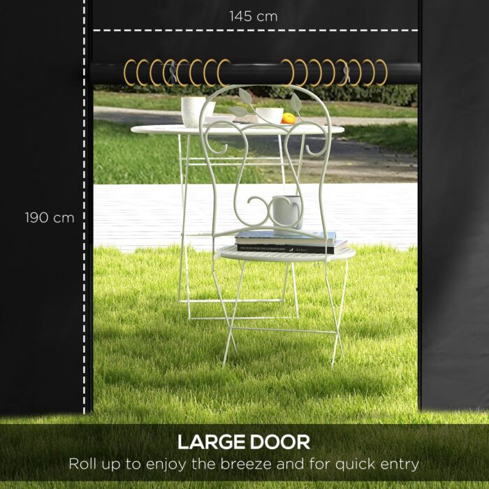 Outsunny Gazebo Side Panels, 2 Pack Sides Replacement, For 3x3(m) Or 3x6m Pop Up Gazebo, With Windows And Doors, Black