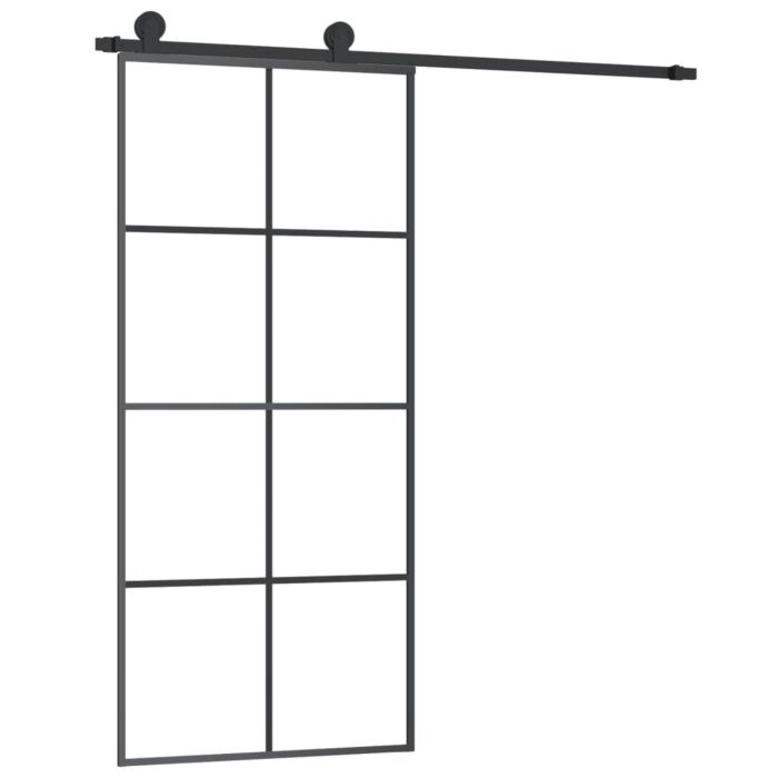 Vidaxl Sliding Door With Hardware Set 90x205 Cm Esg Glass&aluminium