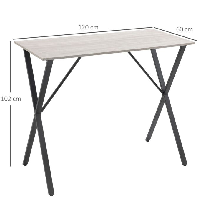 Homcom 120 Cm Rectangular Bar Table For 4 People, Modern Kitchen Table With Marble Effect Tabletop, Steel Legs, Home Bar, White