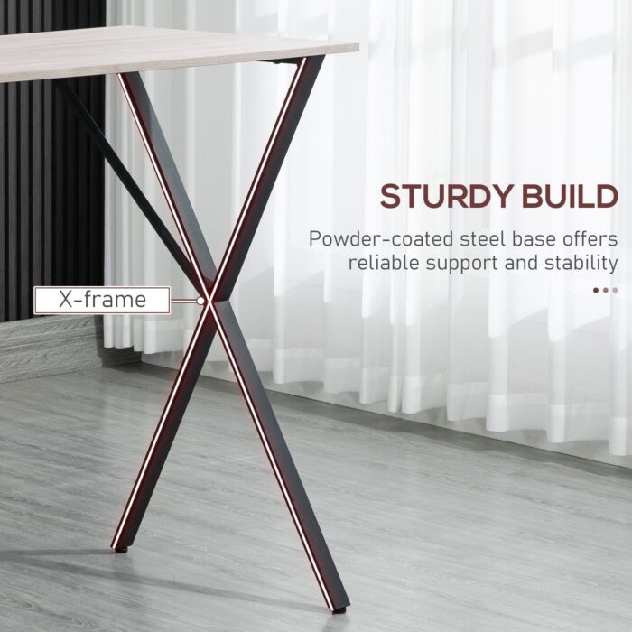 Homcom 120 Cm Rectangular Bar Table For 4 People, Modern Kitchen Table With Marble Effect Tabletop, Steel Legs, Home Bar, White