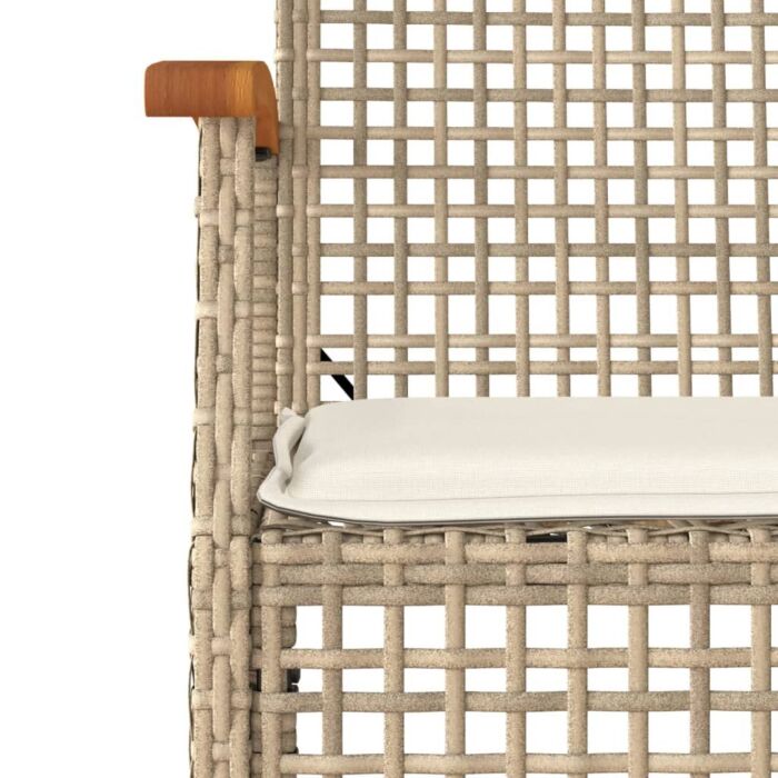Vidaxl 3 Piece Garden Dining Set With Cushions Beige Poly Rattan