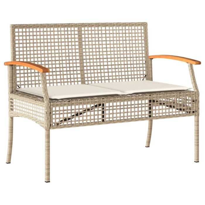 Vidaxl 3 Piece Garden Dining Set With Cushions Beige Poly Rattan