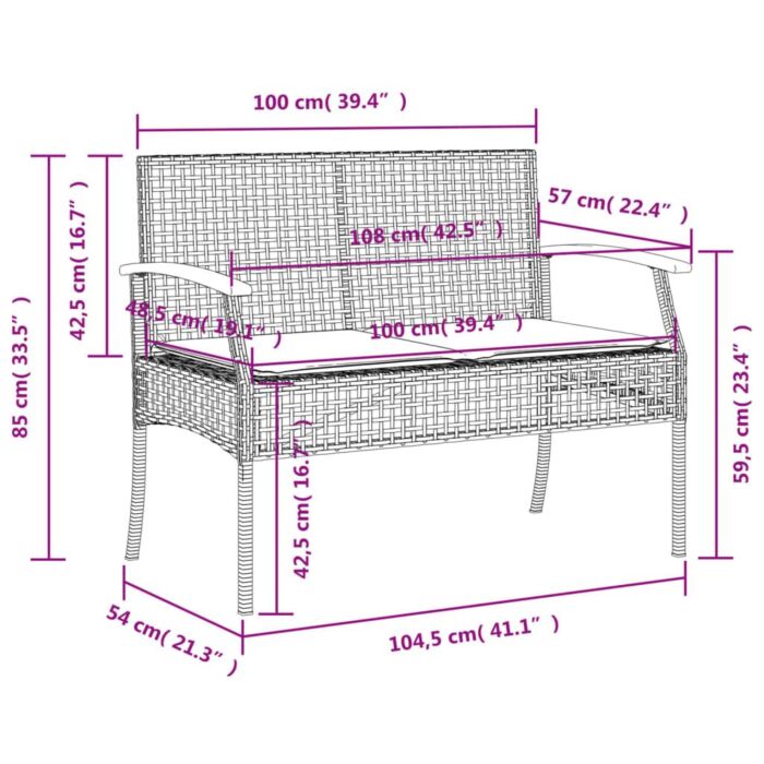 Vidaxl 3 Piece Garden Dining Set With Cushions Beige Poly Rattan