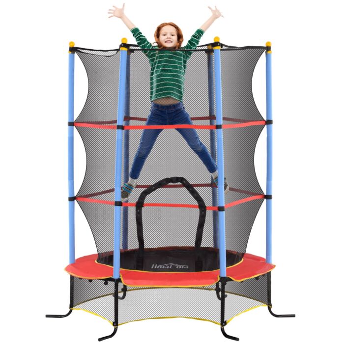 Homcom Kids Trampoline, With Safety Net, For Ages 3-10 Years