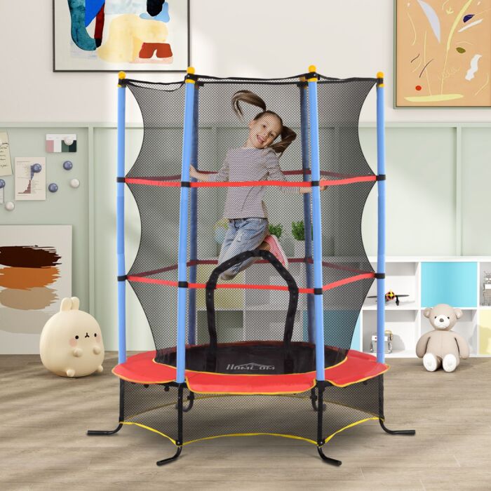 Homcom Kids Trampoline, With Safety Net, For Ages 3-10 Years