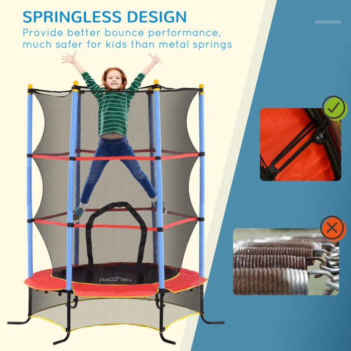 Homcom Kids Trampoline, With Safety Net, For Ages 3-10 Years