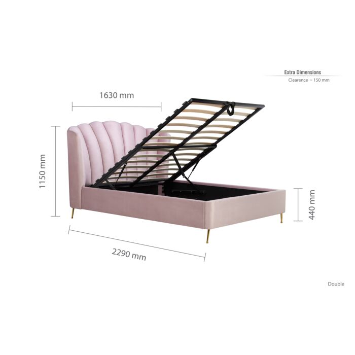 Lottie Double Ottoman Bed Pink