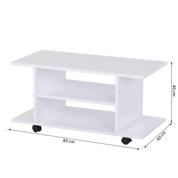 Homcom Tv Stand W/ Shelves -white