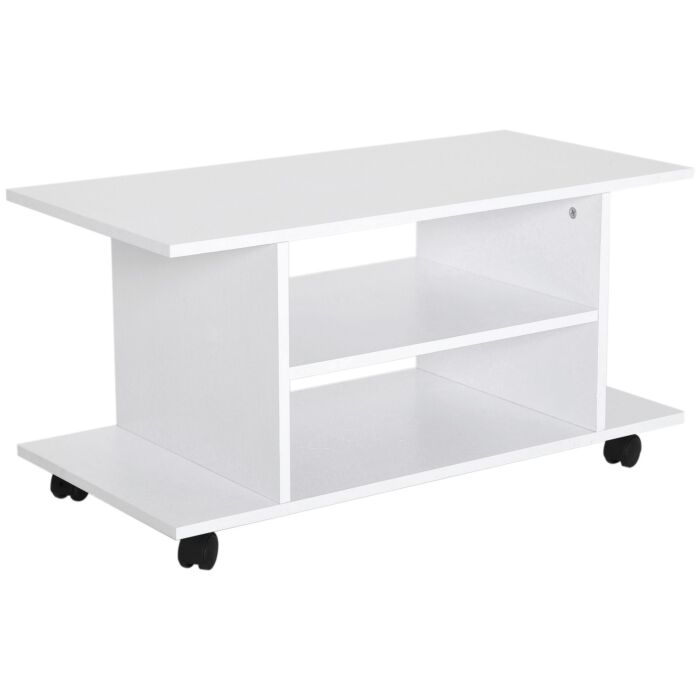 Homcom Tv Stand W/ Shelves -white