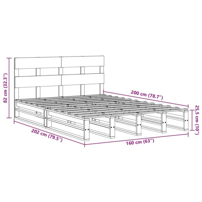Vidaxl Bed Frame Without Mattress White 160x200 Cm Solid Wood Pine