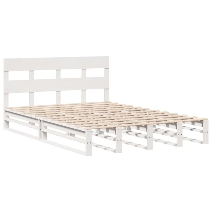 Vidaxl Bed Frame Without Mattress White 160x200 Cm Solid Wood Pine