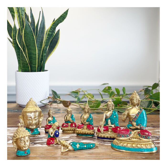 Brass Buddha Figure - Hands Down - 11.5 Cm