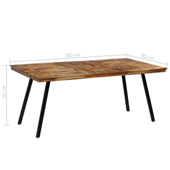 Vidaxl Dining Table Reclaimed Teak And Steel 180x90x76 Cm