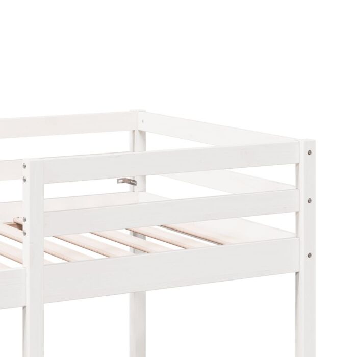 Vidaxl Loft Bed Frame With Desk And Chairs White 90x190cm Solid Wood Pine