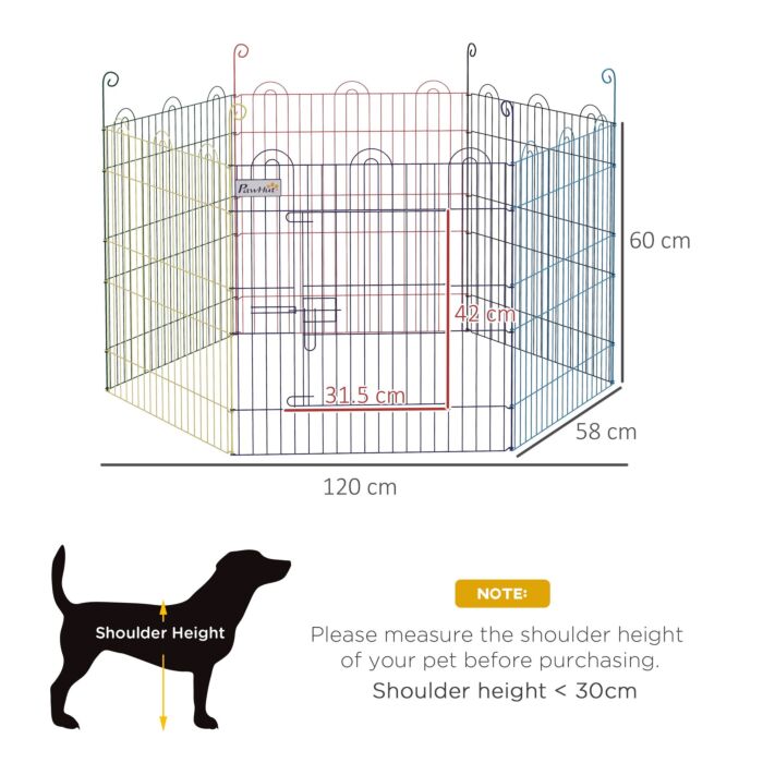 Pawhut Pet Playpen Crate, With Six Panels, Door, For Indoors And Outdoors