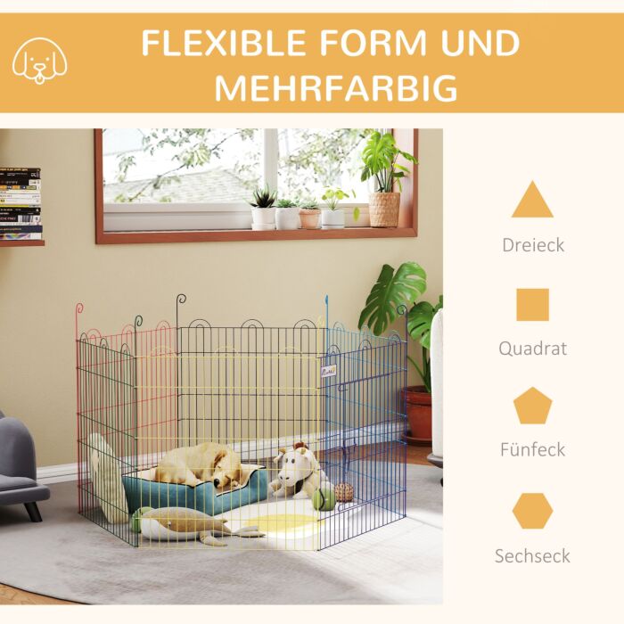 Pawhut Pet Playpen Crate, With Six Panels, Door, For Indoors And Outdoors