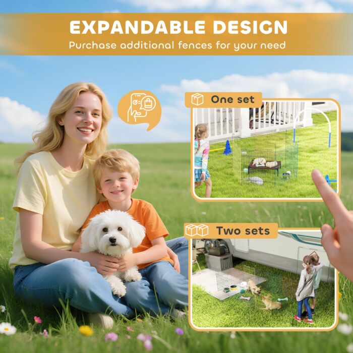 Pawhut Pet Playpen Crate, With Six Panels, Door, For Indoors And Outdoors